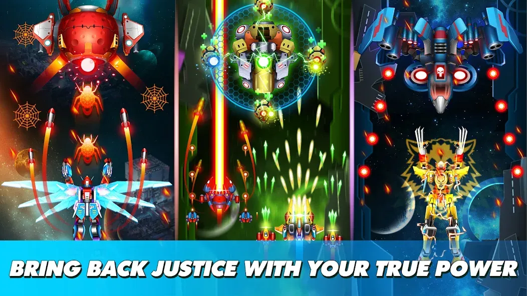 Thunder Fighter Superhero (Мод: Безлимитные деньги и мощное оружие) — скачать на Андроид — скриншот 5