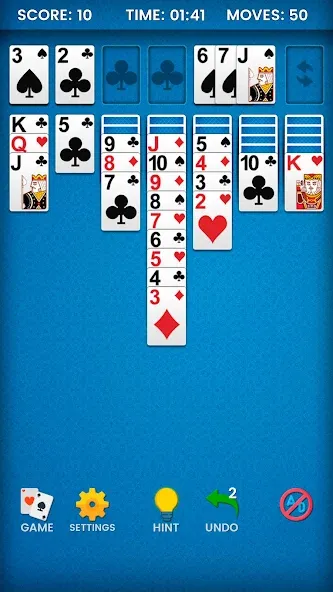 Klondike Solitaire на телефон — скачать мод: Безлимитные подсказки и отмены ходов — скриншот 2
