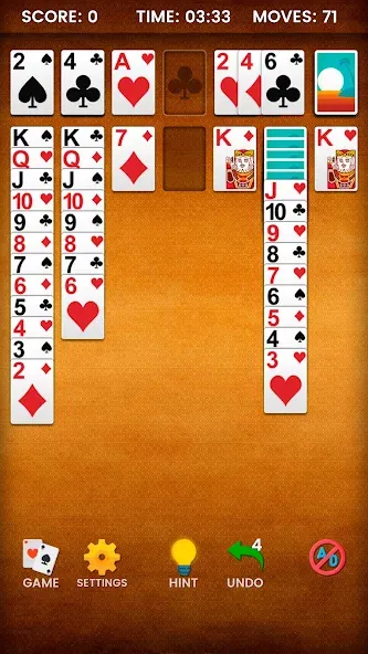 Klondike Solitaire на телефон — скачать мод: Безлимитные подсказки и отмены ходов — скриншот 5