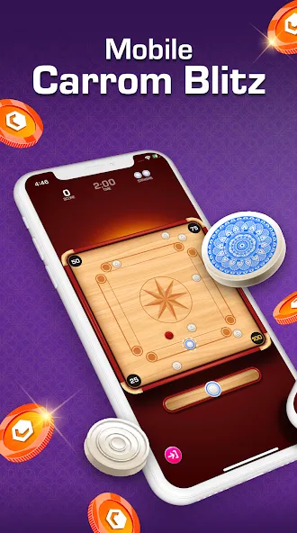 Скачать взлом Carrom Blitz: Win Rewards — Безлимитные награды и монеты — скриншот 1