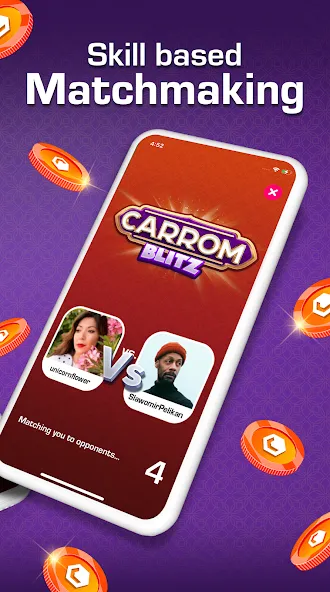 Скачать взлом Carrom Blitz: Win Rewards — Безлимитные награды и монеты — скриншот 2