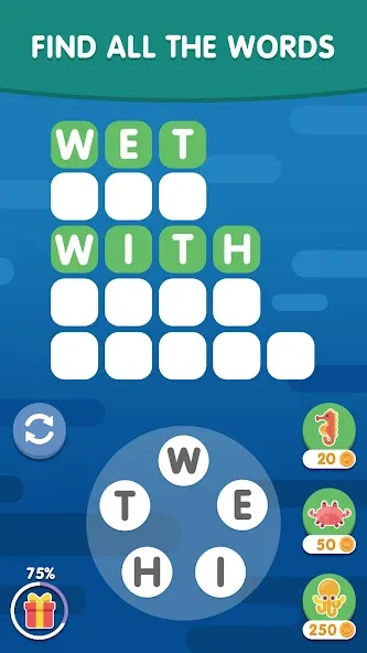 Скачать Word Search Sea: Word Puzzle — Безлимитные подсказки и открыты уровни — скриншот 3