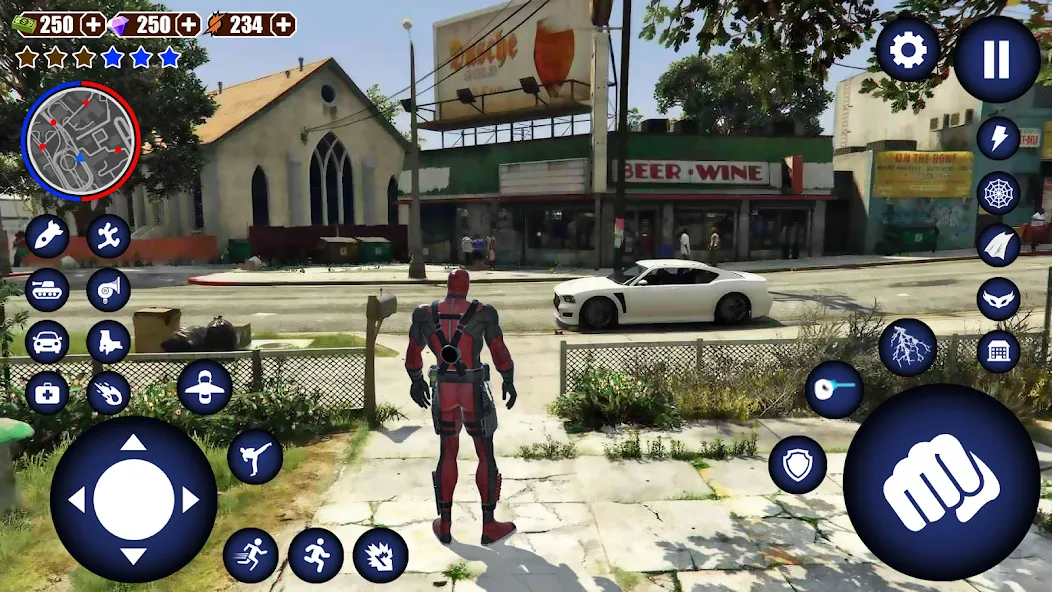 Miami Rope Hero Spider Game взлом на Андроид — Безлимитные деньги и оружие — скриншот 1 Miami Rope Hero Spider Game взлом на Андроид — Безлимитные деньги и оружие — скриншот 1
