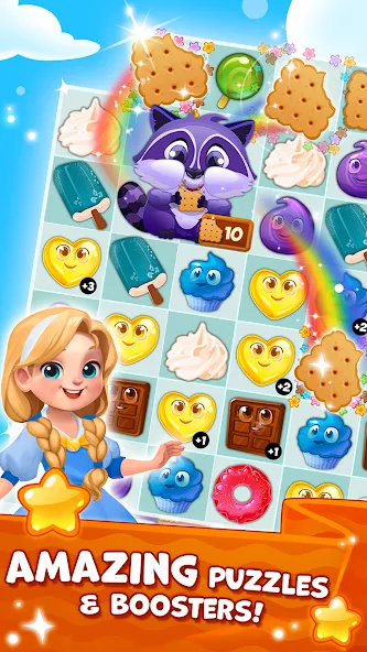 Мод Candy Valley - Match 3 Puzzle — Безлимитные монеты и жизни, скачать APK — скриншот 3 Мод Candy Valley - Match 3 Puzzle — Безлимитные монеты и жизни, скачать APK — скриншот 3