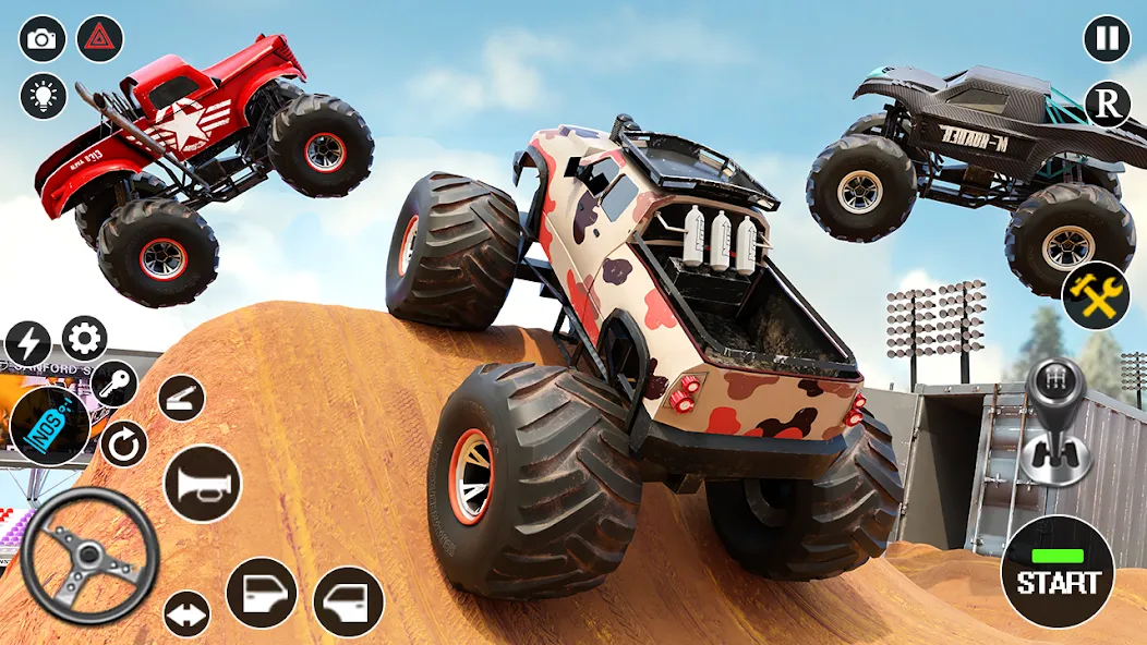 Fearless US Monster Truck Game взлом APK — Безлимитные деньги и все машины — скриншот 3 Fearless US Monster Truck Game взлом APK — Безлимитные деньги и все машины — скриншот 3