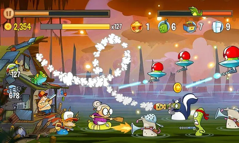 Swamp Attack MOD APK: Безлимитные монеты и усиленное оружие — скриншот 3 Swamp Attack MOD APK: Безлимитные монеты и усиленное оружие — скриншот 3