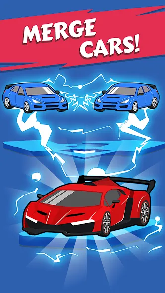 Скачать взлом Merge Car - Idle Merge Cars — Много денег и все машины — скриншот 2