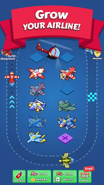 Скачать мод Merge Planes Idle Plane Game — Безлимитные деньги и самолеты — скриншот 1