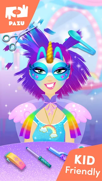 Скачать Girls Hair Salon Unicorn Mod APK — Разблокированы все прически и аксессуары — скриншот 3