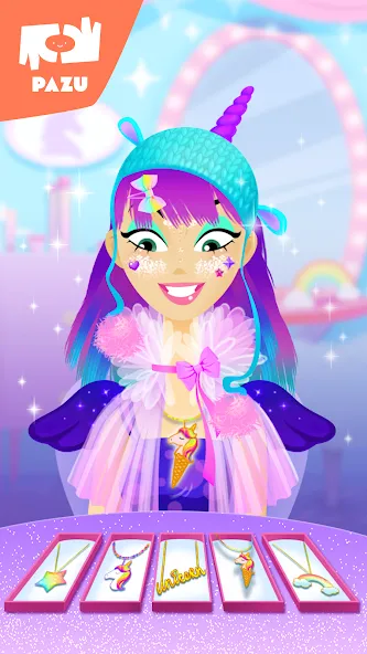 Скачать Girls Hair Salon Unicorn Mod APK — Разблокированы все прически и аксессуары — скриншот 4