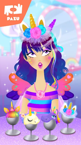 Скачать Girls Hair Salon Unicorn Mod APK — Разблокированы все прически и аксессуары — скриншот 5
