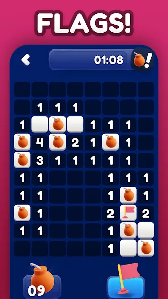 Minesweeper Bomb Mines Game на телефон — скачать мод: Без рекламы и бесконечные подсказки — скриншот 4 Minesweeper Bomb Mines Game на телефон — скачать мод: Без рекламы и бесконечные подсказки — скриншот 4