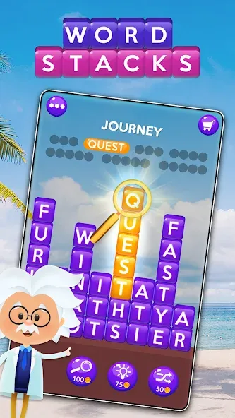Мод Word Stacks — Открыты все уровни и подсказки, скачать APK — скриншот 1