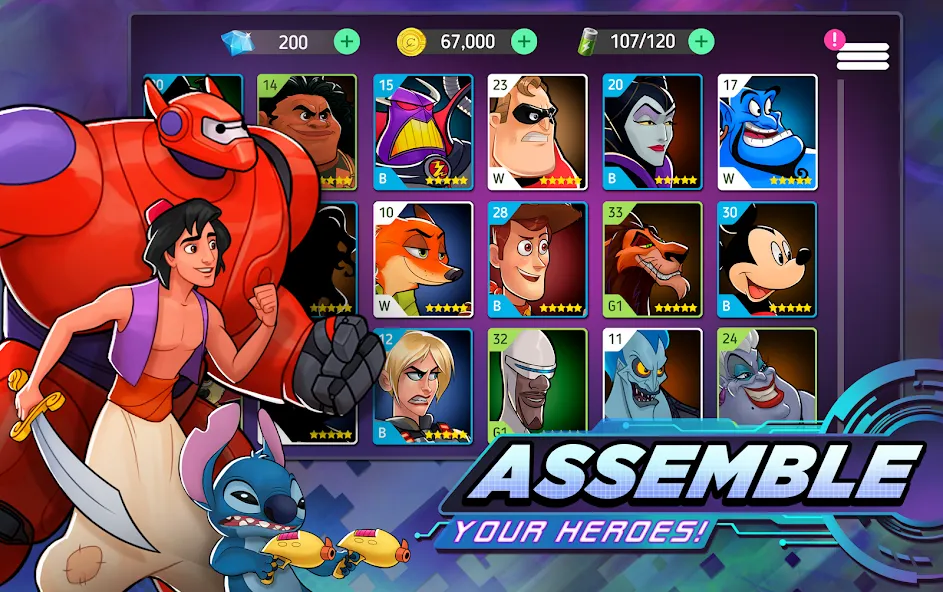 Disney Heroes: Battle Mode мод на Андроид: Безлимитные ресурсы и усиленные герои — скриншот 3 Disney Heroes: Battle Mode мод на Андроид: Безлимитные ресурсы и усиленные герои — скриншот 3