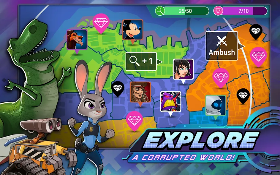 Disney Heroes: Battle Mode мод на Андроид: Безлимитные ресурсы и усиленные герои — скриншот 5 Disney Heroes: Battle Mode мод на Андроид: Безлимитные ресурсы и усиленные герои — скриншот 5
