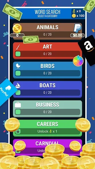 Мод Make Money: Word Search — Безлимитные монеты и подсказки, скачать APK — скриншот 1