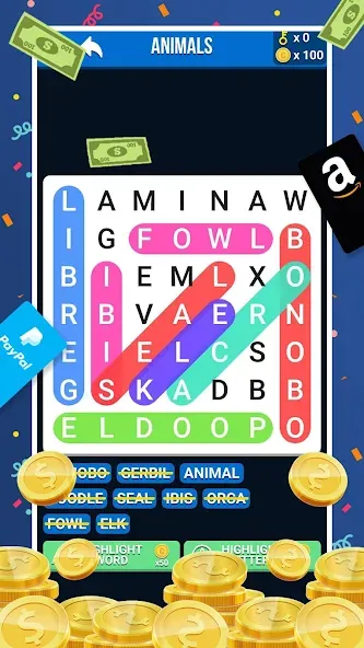 Мод Make Money: Word Search — Безлимитные монеты и подсказки, скачать APK — скриншот 2