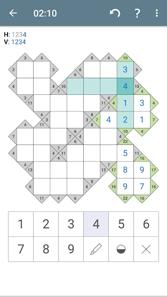 Kakuro (Cross Sums] — взломанная версия, Подсказки и все уровни открыты — скриншот 2