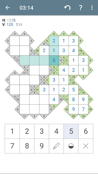 Kakuro (Cross Sums] — взломанная версия, Подсказки и все уровни открыты — скриншот 3