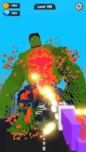 Pixel Shooting: Craft Demolish — скачать мод: Безлимитные деньги и оружие — скриншот 1