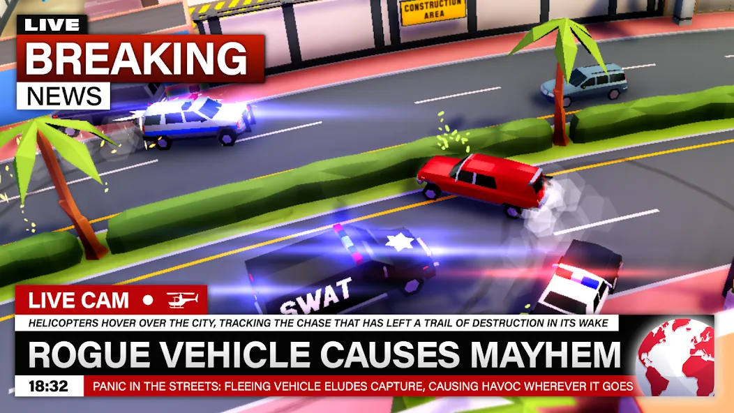 Скачать взлом Reckless Getaway 2: Car Chase — Безлимитные деньги и все машины — скриншот 1