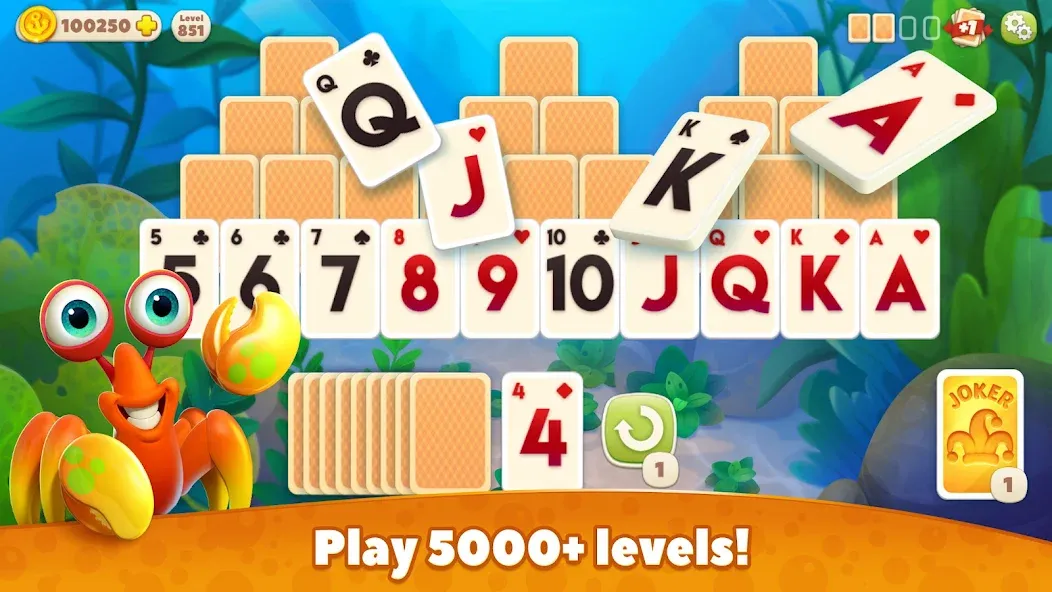 Скачать Undersea Solitaire Tripeaks бесплатно — Безлимитные монеты и подсказки — скриншот 1
