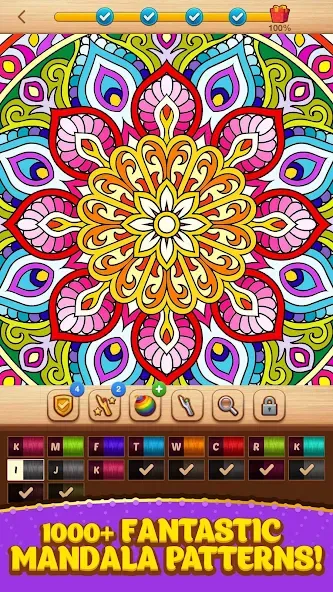 Скачать Cross Stitch Coloring Mandala последней версии — Без рекламы и все узоры открыты — скриншот 1