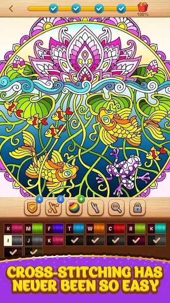 Скачать Cross Stitch Coloring Mandala последней версии — Без рекламы и все узоры открыты — скриншот 2