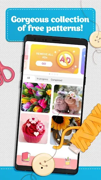 Скачать Cross Stitch Coloring Art на Андроид с модом — Без рекламы и все узоры открыты — скриншот 4 Скачать Cross Stitch Coloring Art на Андроид с модом — Без рекламы и все узоры открыты — скриншот 4