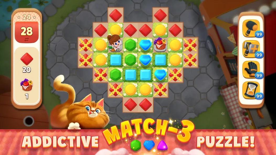 Delish Match : Match3 & Design на телефон — скачать мод: Безлимитные монеты и жизни — скриншот 1 Delish Match : Match3 & Design на телефон — скачать мод: Безлимитные монеты и жизни — скриншот 1