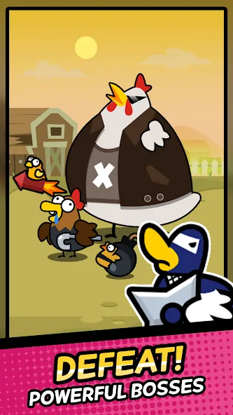 Скачать взлом Duck vs Chicken : Idle Defense — Безлимитные деньги и усиленная защита — скриншот 4