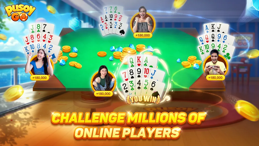 Скачать мод Pusoy Go-Competitive 13 Cards — Безлимитные монеты и алмазы — скриншот 1