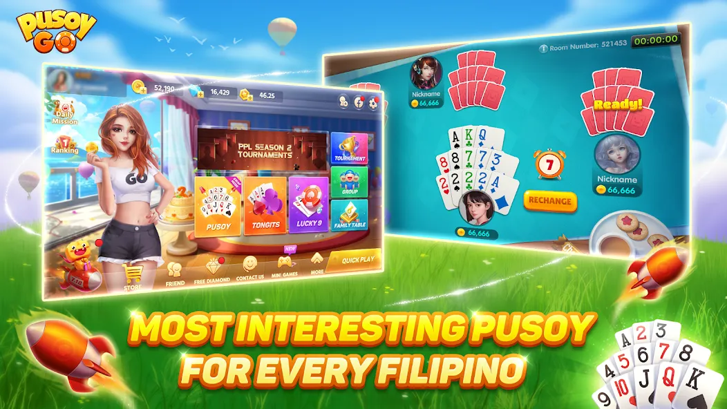 Скачать мод Pusoy Go-Competitive 13 Cards — Безлимитные монеты и алмазы — скриншот 2