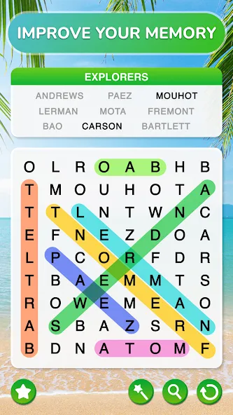 Скачать мод Word Search - Word Puzzle Game — Безлимитные подсказки и ходы — скриншот 5 Скачать мод Word Search - Word Puzzle Game — Безлимитные подсказки и ходы — скриншот 5