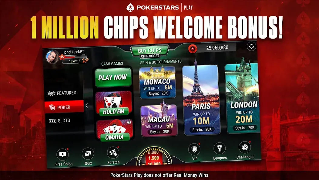 PokerStars Play: Texas Hold'em мод на Андроид: Безлимитные фишки и открытые столы — скриншот 4