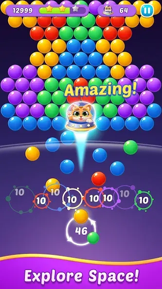 Bubble Shooter Gem Puzzle Pop MOD APK: Без рекламы и много монет — скриншот 4