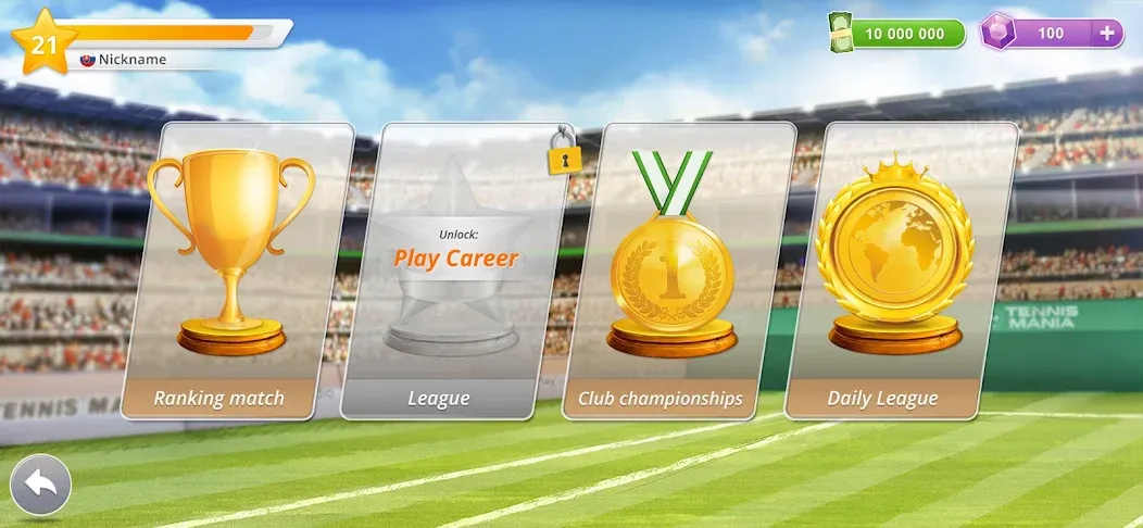 Tennis Mania Mobile взломанный APK — Безлимитные монеты и все ракетки — скриншот 4 Tennis Mania Mobile взломанный APK — Безлимитные монеты и все ракетки — скриншот 4