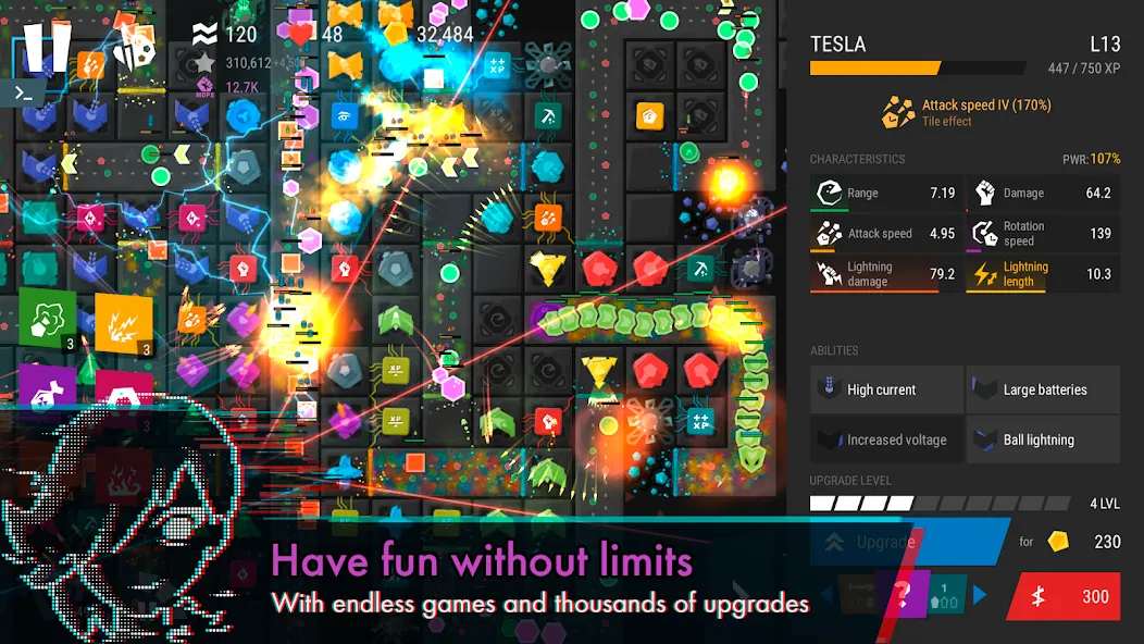 Infinitode 2 - Tower Defense бесплатно на Андроид — мод: Безлимитные ресурсы и открыты все уровни — скриншот 5