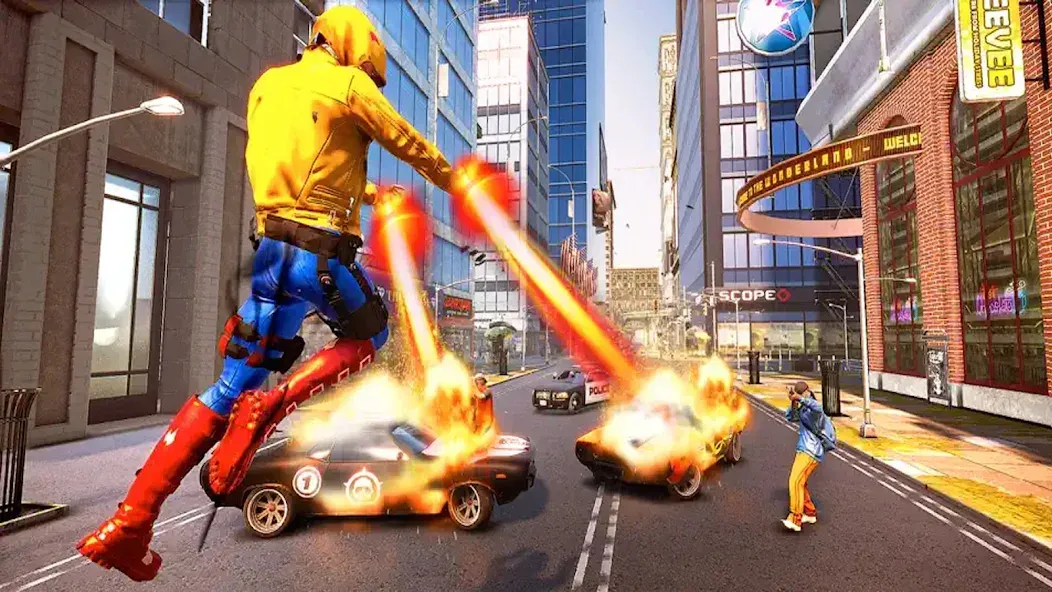 Скачать Incredible Flying SuperHero 3D на Андроид с модом — Много денег и открытые уровни — скриншот 3 Скачать Incredible Flying SuperHero 3D на Андроид с модом — Много денег и открытые уровни — скриншот 3