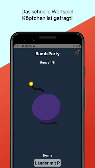 Скачать мод Bomb Party: Das Bombenspiel! — Безлимитные подсказки и быстрые раунды — скриншот 2
