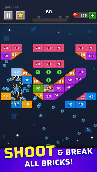 Brick Out - Shoot the ball — Без рекламы и бесконечные жизни, скачать мод APK — скриншот 1 Brick Out - Shoot the ball — Без рекламы и бесконечные жизни, скачать мод APK — скриншот 1