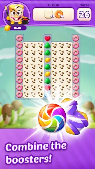 Lollipop Sweet Heroes Match3 на телефон — скачать мод: Безлимитные жизни и подсказки — скриншот 3 Lollipop Sweet Heroes Match3 на телефон — скачать мод: Безлимитные жизни и подсказки — скриншот 3