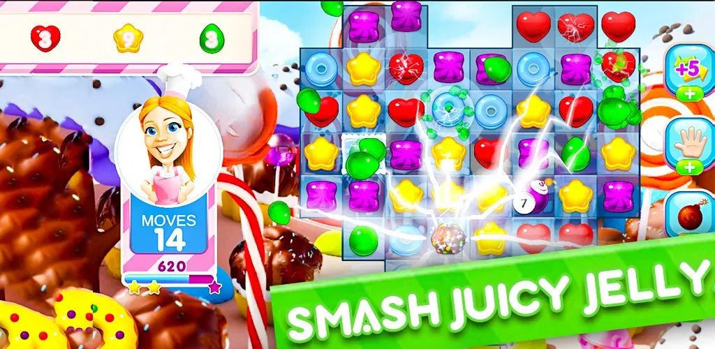 Jelly Kingdom Crush - Match 3 MOD APK: Безлимитные монеты и жизни — скриншот 2 Jelly Kingdom Crush - Match 3 MOD APK: Безлимитные монеты и жизни — скриншот 2