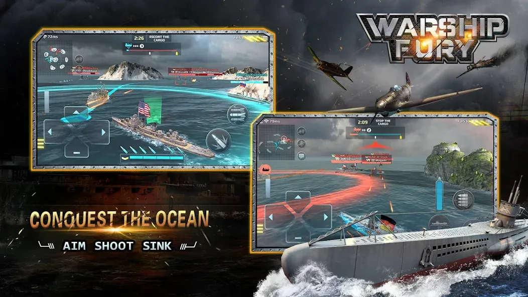 Скачать Warship Fury последней версии — Безлимитные ресурсы и усиленный флот — скриншот 3 Скачать Warship Fury последней версии — Безлимитные ресурсы и усиленный флот — скриншот 3