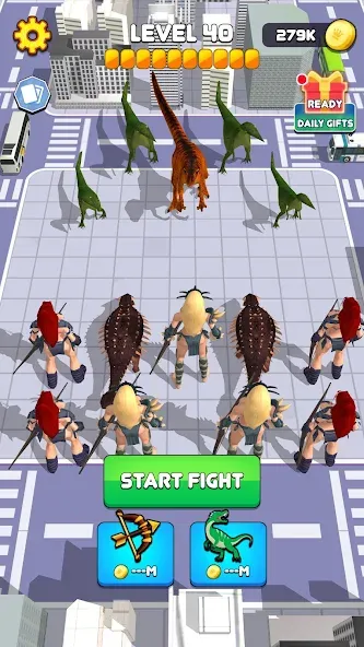 Dinosaur Monster Fight Battle — взломанная версия, Безлимитные деньги и мощные динозавры — скриншот 1