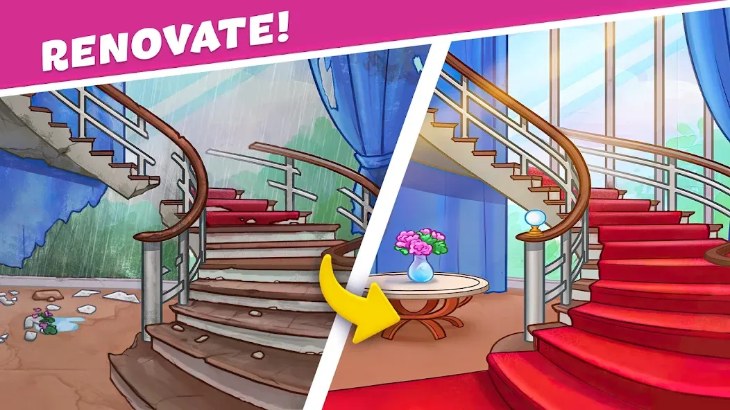 Мод Alice's Hotel - Match Story — Безлимитные монеты и энергия, скачать APK — скриншот 4 Мод Alice's Hotel - Match Story — Безлимитные монеты и энергия, скачать APK — скриншот 4