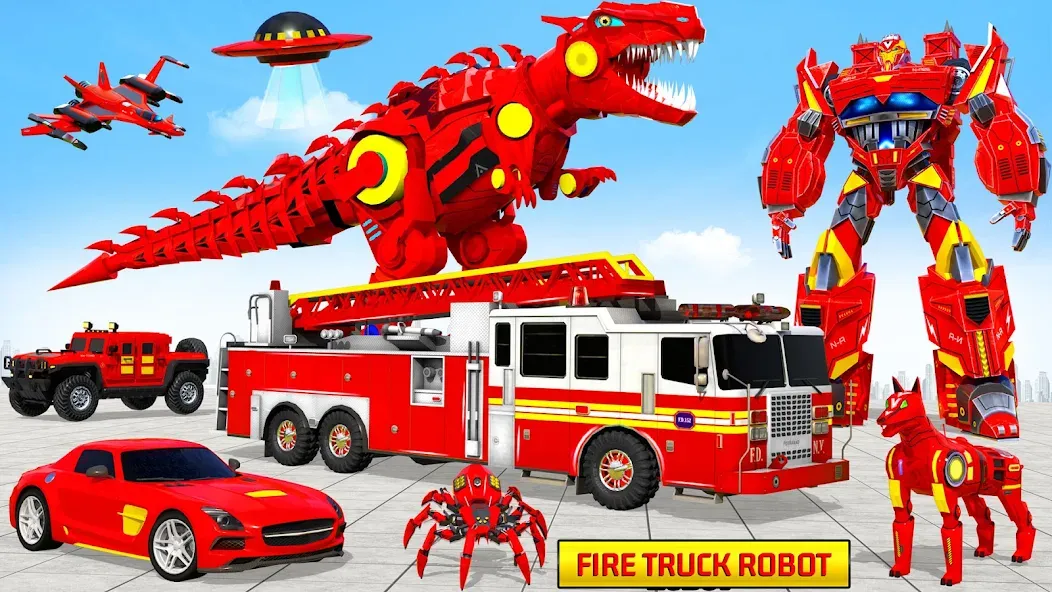 Скачать взлом Fire Truck Robot Car Game — Безлимитные деньги и все машины открыты — скриншот 2
