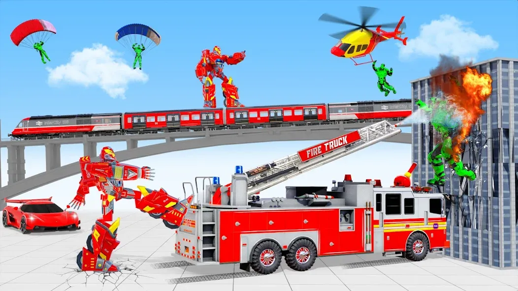 Скачать взлом Fire Truck Robot Car Game — Безлимитные деньги и все машины открыты — скриншот 3