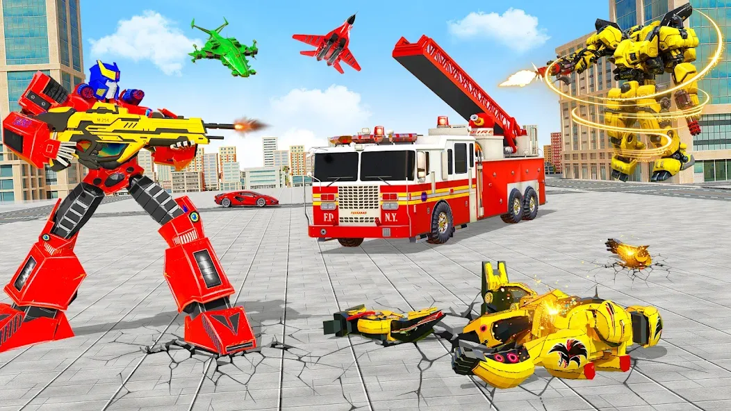 Скачать взлом Fire Truck Robot Car Game — Безлимитные деньги и все машины открыты — скриншот 5