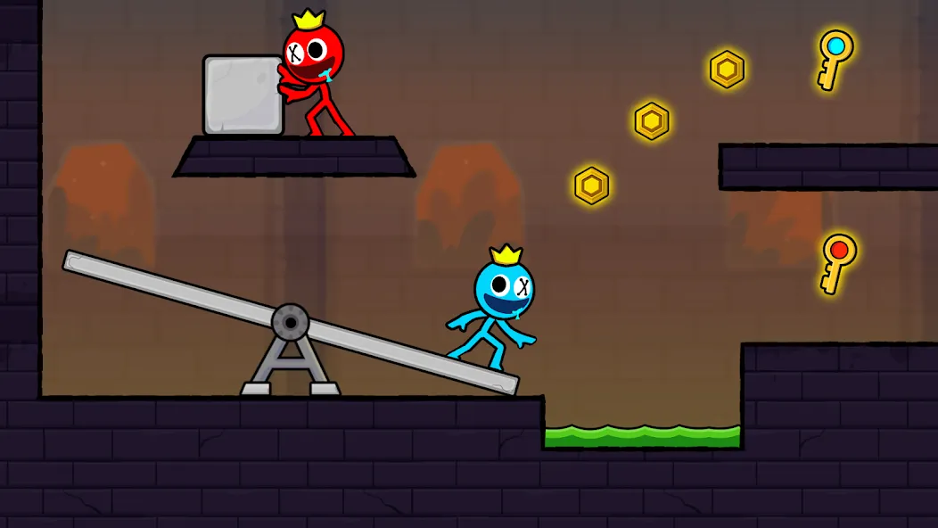 Red and Blue Stickman 2024 (Мод: Открыты все уровни и скины) — скачать на Андроид — скриншот 2 Red and Blue Stickman 2024 (Мод: Открыты все уровни и скины) — скачать на Андроид — скриншот 2